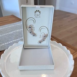 Blue ear climber earrings